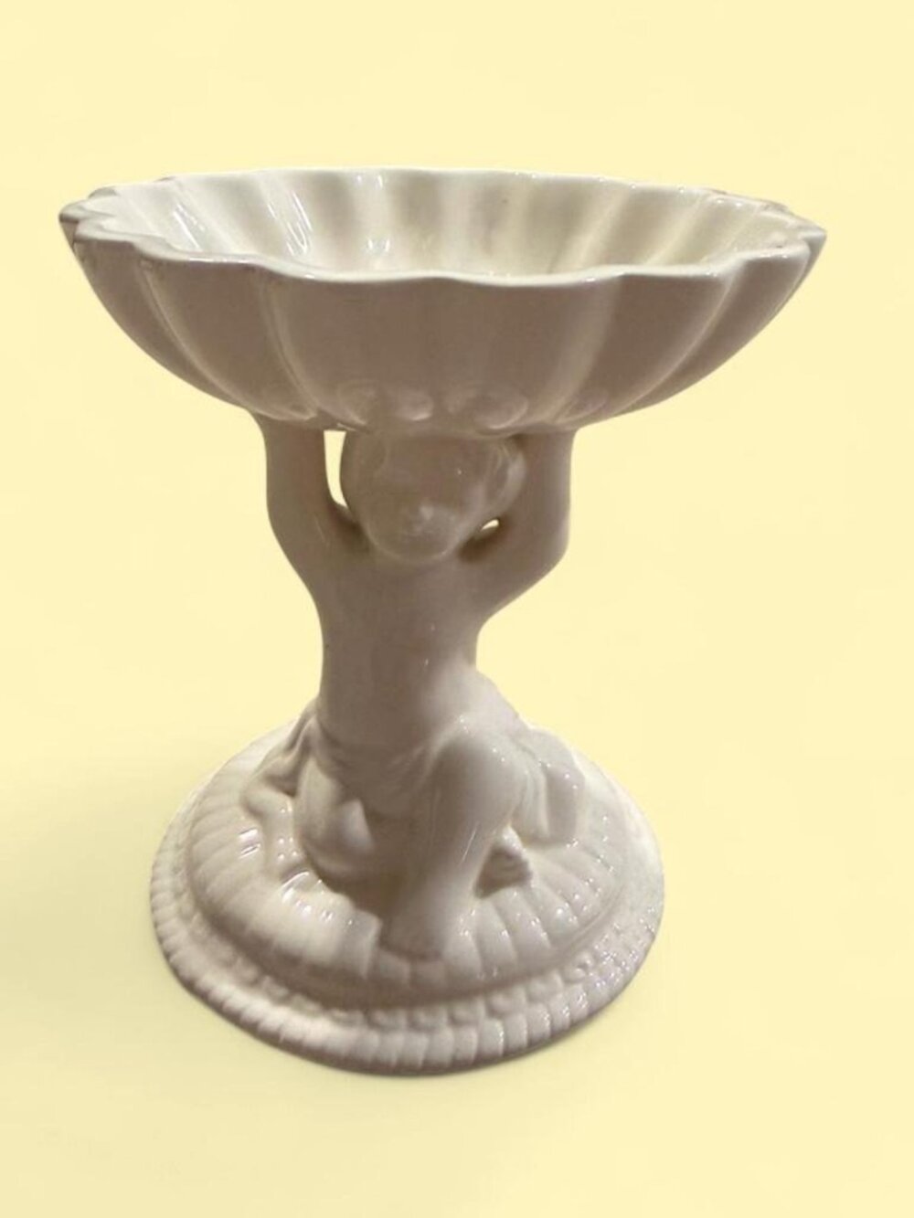 White Ceramic Cherub Compote Bowl